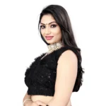 Generic Women's Nylon Net Sequins Readymade Blouse (Black, Size: Free Size) - Image 2