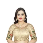 Women's Cream Malai Silk Floral Blouse