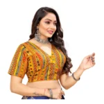 Generic Women's Cotton Blend Plain Readymade Blouse (Mustard, Size: Free Size) - Image 3