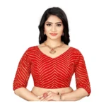 Red Georgette Embroidered Readymade Blouse for Women
