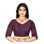 Purple Georgette Embroidered Readymade Blouse for Women