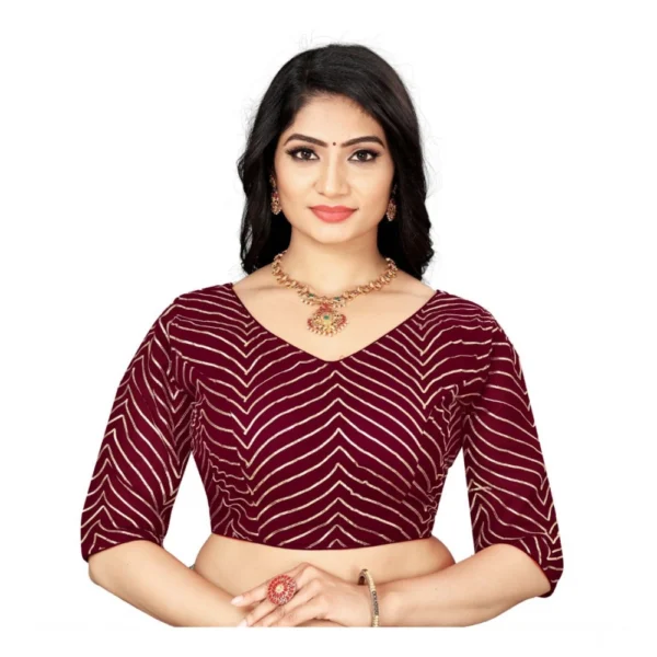 Maroon Georgette Embroidered Readymade Blouse for Women