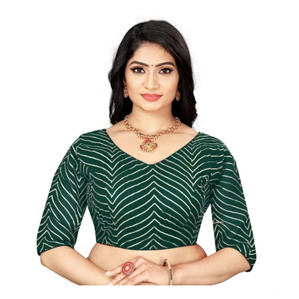 Green Georgette Embroidered Readymade Blouse for Women