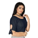 Generic Women's Cotton Thread Work Readymade Blouse (Navy Blue, Size: Free Size) - Image 2