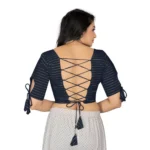 Generic Women's Cotton Thread Work Readymade Blouse (Navy Blue, Size: Free Size) - Image 4