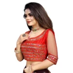 Generic Women's Phantom Silk Embroidery Readymade Blouse (Red, Size: Free Size) - Image 2