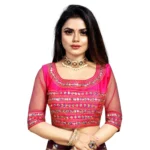 Pink Phantom Silk Embroidery Readymade Blouse