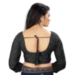 Generic Women's Nylon Net Embroidery Readymade Blouse (Black, Size: Free Size) - Image 3