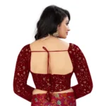 Generic Women's Velvet Embroidery Readymade Blouse (Maroon, Size: Free Size) - Image 4