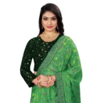 Generic Women's Velvet Embroidery Readymade Blouse (Green, Size: Free Size) - Image 2