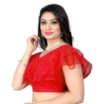 Generic Women's Nylon Diamond Work Readymade Blouse (Red, Size: Free Size) - Image 3