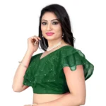 Generic Women's Nylon Diamond Work Readymade Blouse (Green, Size: Free Size) - Image 2