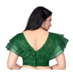 Generic Women's Nylon Diamond Work Readymade Blouse (Green, Size: Free Size) - Image 4