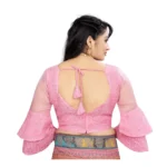 Generic Women's Organza Embroidery Readymade Blouse (Pink, Size: Free Size) - Image 4