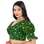 Generic Women's Jimmy Choo Embroidery Readymade Blouse (Green, Size: Free Size) - Image 3