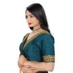 Generic Women's Banglory Embroidery Readymade Blouse (Teal, Size: Free Size) - Image 2