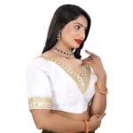 Generic Women's Banglory Embroidery Readymade Blouse (White, Size: Free Size) - Image 4