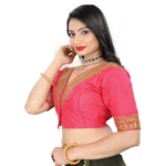 Generic Women's Banglory Embroidery Readymade Blouse (Pink, Size: Free Size) - Image 2