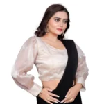 Generic Women's Organza Plain Readymade Blouse (Black, Size: Free Size) - Image 2