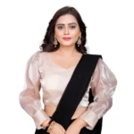 Black Organza Plain Readymade Blouse for Women