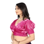 Generic Women's Organza Plain Readymade Blouse (Pink, Size: Free Size) - Image 3