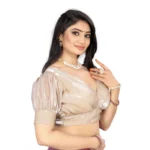 Generic Women's Organza Plain Readymade Blouse (Beige, Size: Free Size) - Image 2