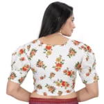 Generic Women's Cotton Blend Floral Readymade Blouse (Orange, Size: Free Size) - Image 4