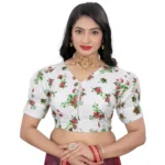 NariHaat Green Floral Cotton Blend Blouse