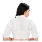 Generic Women's Cotton Blend Checks Readymade Blouse (White, Size: Free Size) - Image 4