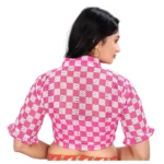 Generic Women's Cotton Blend Checks Readymade Blouse (Pink, Size: Free Size) - Image 4