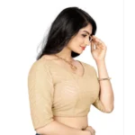 Generic Women's Georgette Embroidery Readymade Blouse (Cream, Size: Free Size) - Image 2