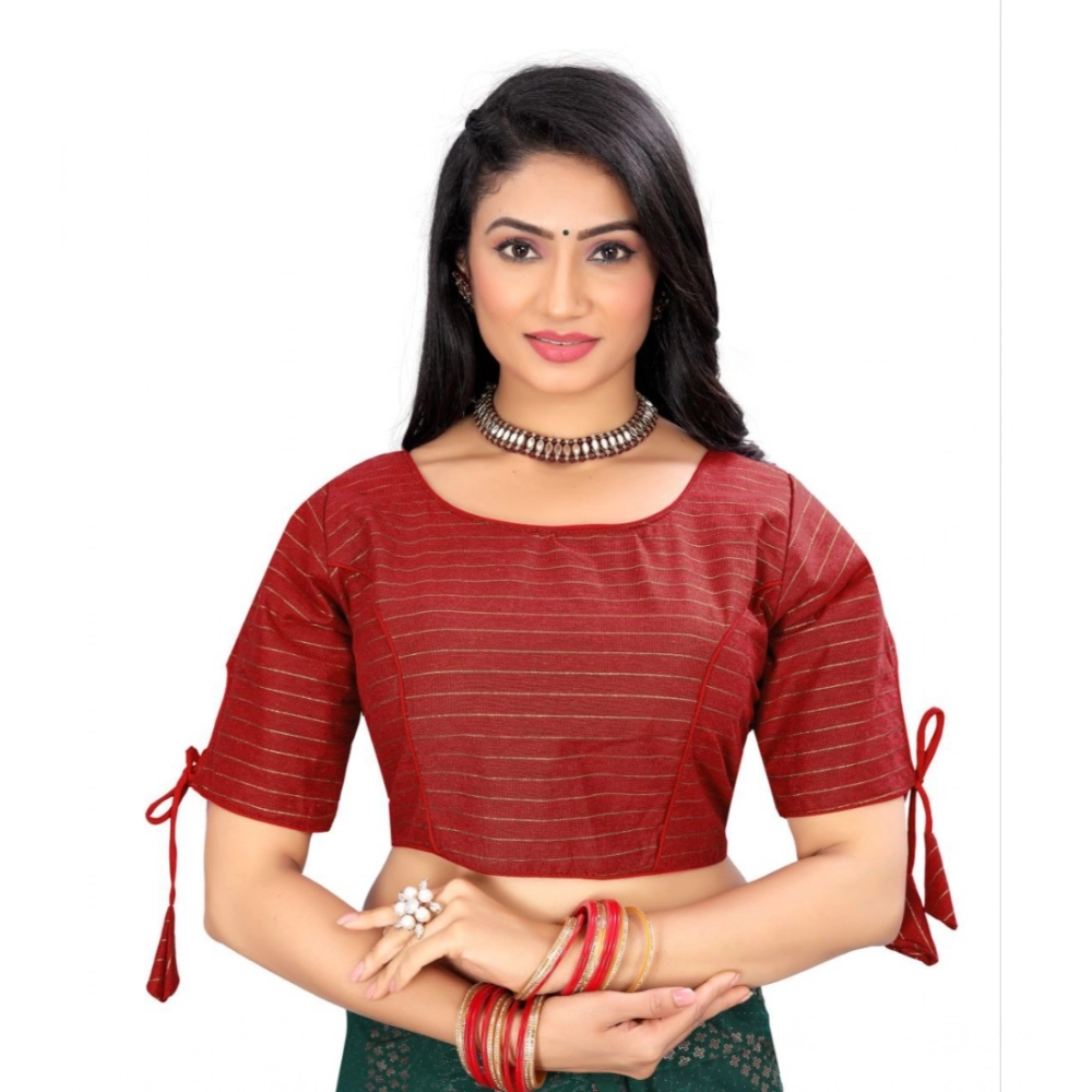Red Cotton Thread Work Readymade Blouse