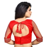 Generic Women's Phantom Silk Embroidery Readymade Blouse (Red, Size: Free Size) - Image 4