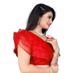 Generic Women's Nylon Diamond Work Readymade Blouse (Red, Size: Free Size) - Image 2