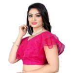 Generic Women's Nylon Diamond Work Readymade Blouse (Pink, Size: Free Size) - Image 3