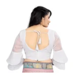 Generic Women's Organza Embroidery Readymade Blouse (White, Size: Free Size) - Image 4