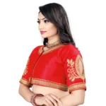 Generic Women's Phantom Embroidery Readymade Blouse (Red, Size: Free Size) - Image 2