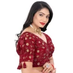 Generic Women's Jimmy Choo Embroidery Readymade Blouse (Maroon, Size: Free Size) - Image 2