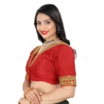 Generic Women's Banglory Embroidery Readymade Blouse (Red, Size: Free Size) - Image 2