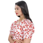 Generic Women's Cotton Blend Floral Readymade Blouse (Red, Size: Free Size) - Image 2