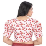 Generic Women's Cotton Blend Floral Readymade Blouse (Red, Size: Free Size) - Image 4