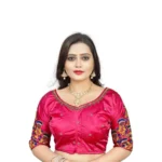 Women's Pink Malai Silk Floral Blouse