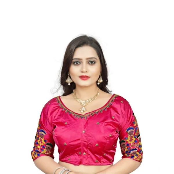 Women's Pink Malai Silk Floral Blouse