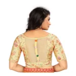 Generic Women's Satin Floral Readymade Blouse (Beige, Size: Free Size) - Image 4