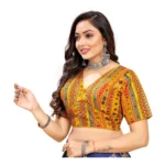 Generic Women's Cotton Blend Plain Readymade Blouse (Mustard, Size: Free Size) - Image 2