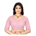 Light Pink Georgette Embroidered Readymade Blouse for Women