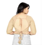 Generic Women's Georgette Embroidery Readymade Blouse (Cream, Size: Free Size) - Image 4
