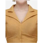 Generic Women's Cotton Striped Readymade Blouse (Mustard, Size: Free Size) - Image 2