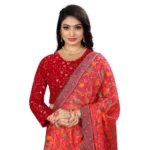 Generic Women's Velvet Embroidery Readymade Blouse (Red, Size: Free Size) - Image 3