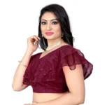 Generic Women's Nylon Diamond Work Readymade Blouse (Purple, Size: Free Size) - Image 2